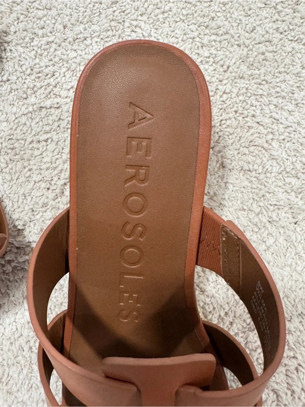 Aerosoles Wilma Wedge Sandals 9W Tan Brown Woven Straps Comfort Slip-On